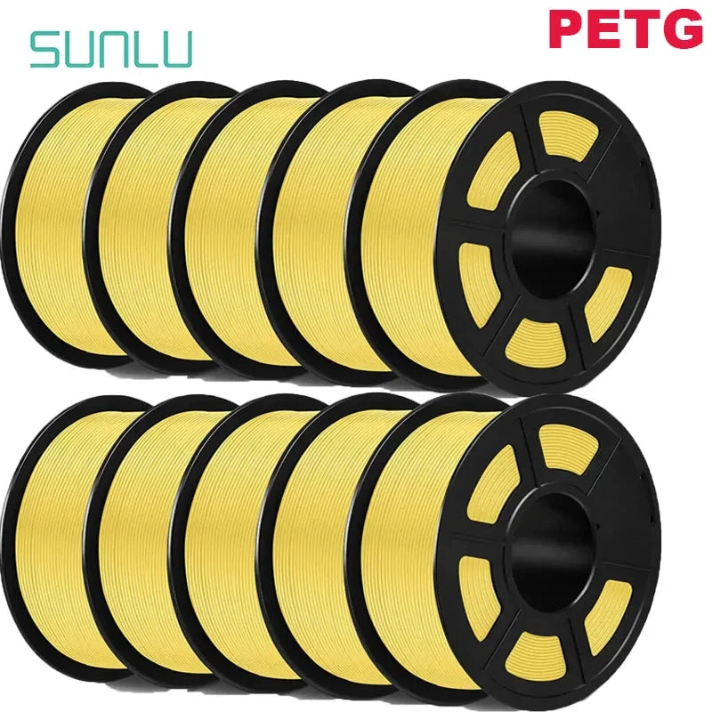 SUNLU PLA/PETG/PLA+ 3D Printer Filament Bundle – 10 Rolls 1KG Each, 1.75mm Neatly Wound Filament for 3D Printing (EU/US)