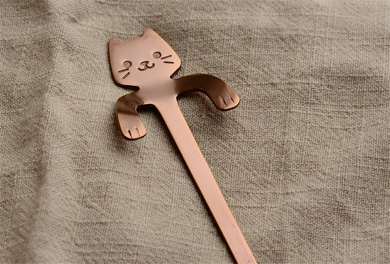 Stainless Steel Cat-Shaped Coffee Spoon – Cute Teaspoon Dessert & Ice Cream Mini Scoop for Kitchen Tableware