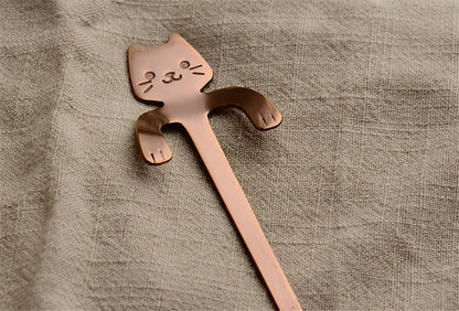 Stainless Steel Cat-Shaped Coffee Spoon – Cute Teaspoon Dessert & Ice Cream Mini Scoop for Kitchen Tableware