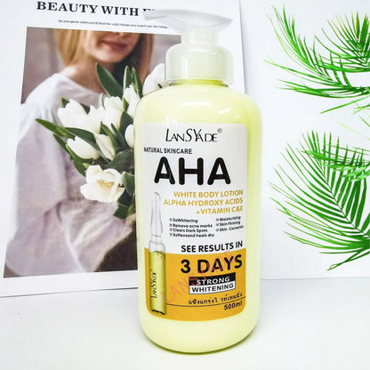 500ml Whitening Body Lotion with Alpha Hydroxy Acids, Vitamin C & E – Fast Moisturizing & Lightening Cream for Skin Brightening