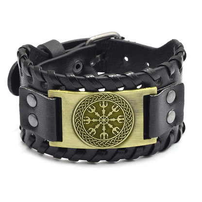 Trendy Viking Bracelet – Nordic Rune Compass & God Bird Charm Leather Woven Jewelry for Men, Fashion Accessory & Party Gift