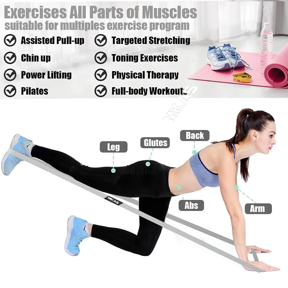 MKAS Long Resistance Loop Band Set: Unisex Fitness Yoga Elastic Bands - Hip Circle Thigh Squat Band, Workout Gym Equipment for Home