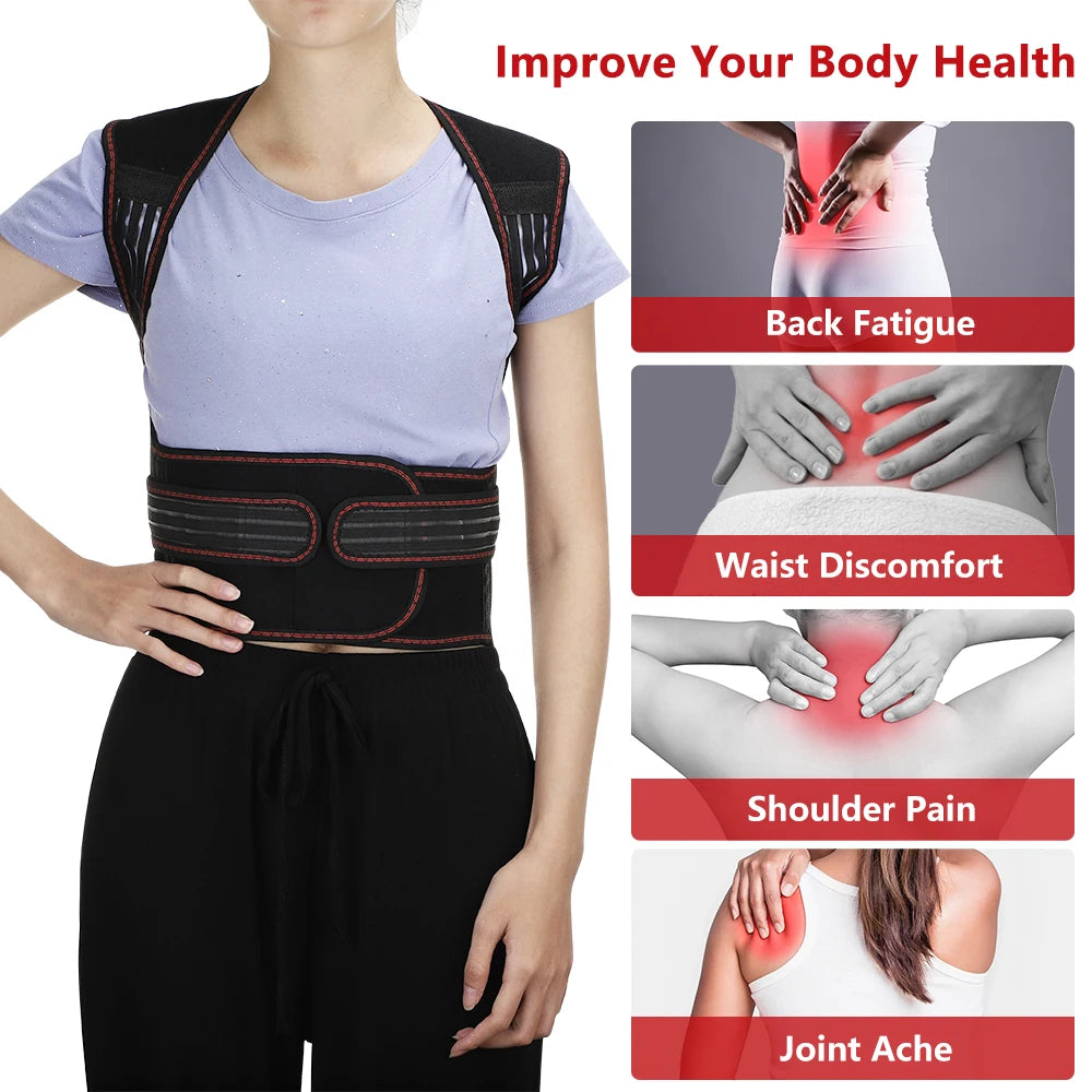 Tourmaline Magnetic Heated Vest — Self-Heating Thermal Waist Brace & Lumbar Support Corset for Posture Correction and Pain Relief