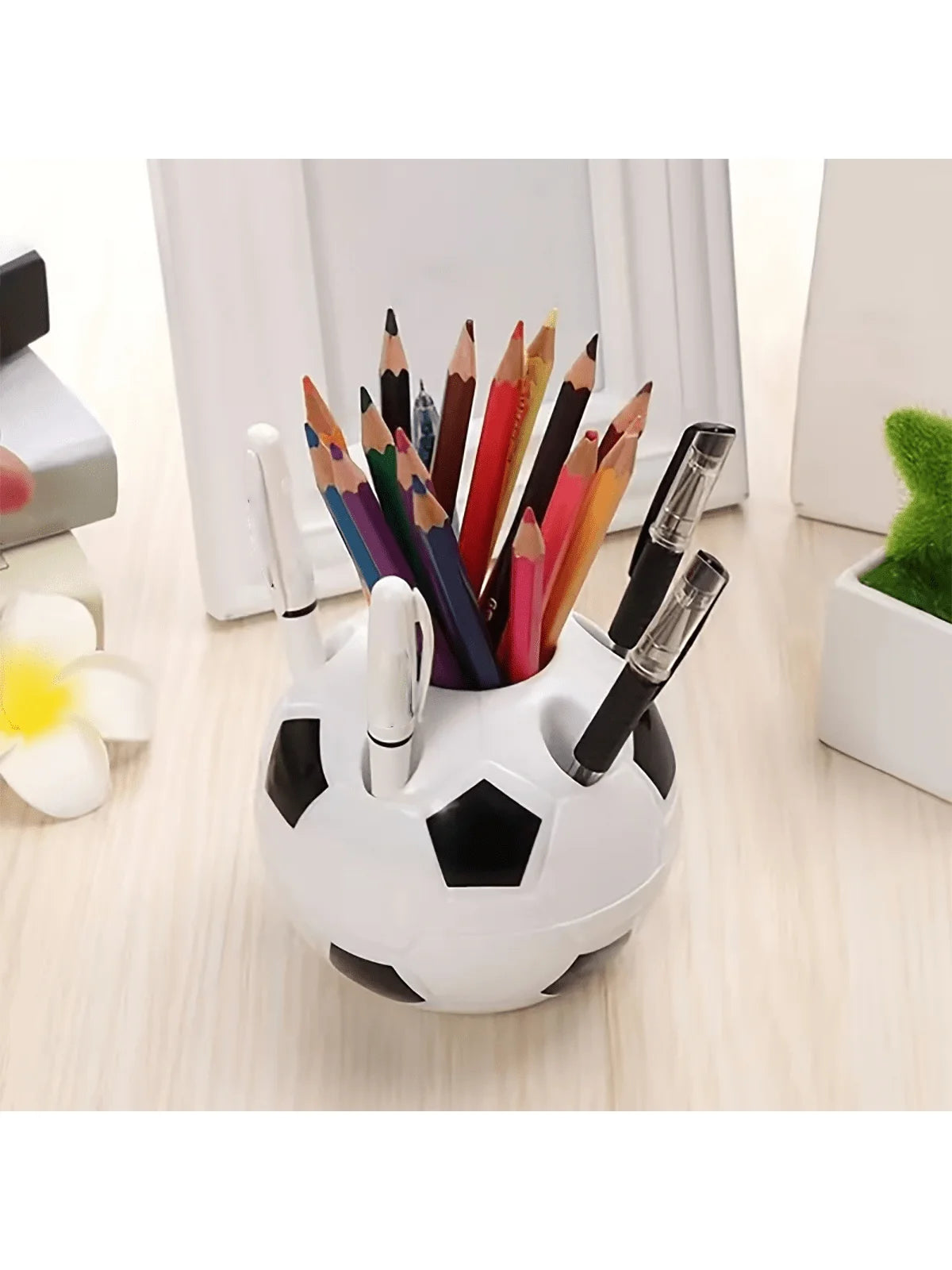 Football Shaped Pen Holder - Creative Desk Organizer for Pens, Stationery & Office Decor