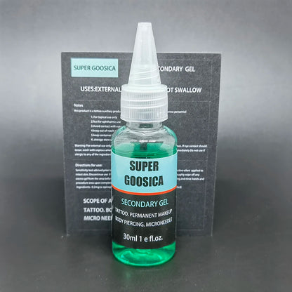 Super Goosica Blue Tattoo Gel 30ml — Permanent Makeup & Microblading Auxiliary Gel for Eyebrow and Lip