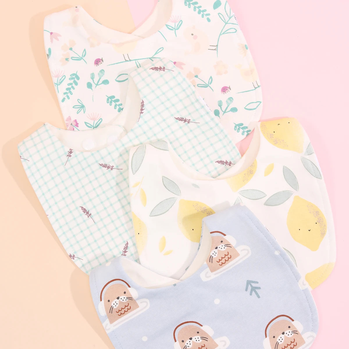 Cotton Baby Bib Set - Adjustable Soft Infant Feeding Bibs Burp Cloths Bandana Scarf for Boys & Girls