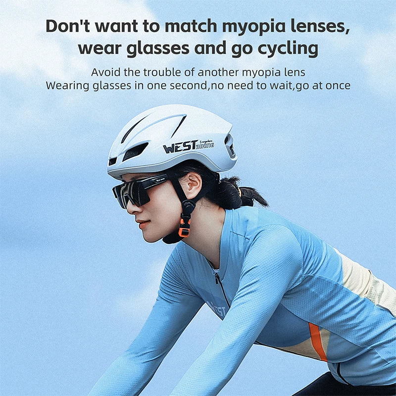 WEST BIKING Large Frame Cycling Glasses — Polarized Photochromic Sunglasses Fit Over Myopic Goggles