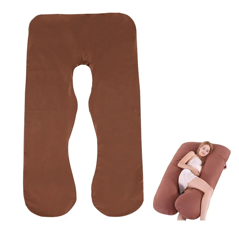 Cotton Maternity U-Shaped Body Pillow Case – 140/150cm Removable & Washable Cover for Pregnancy Support