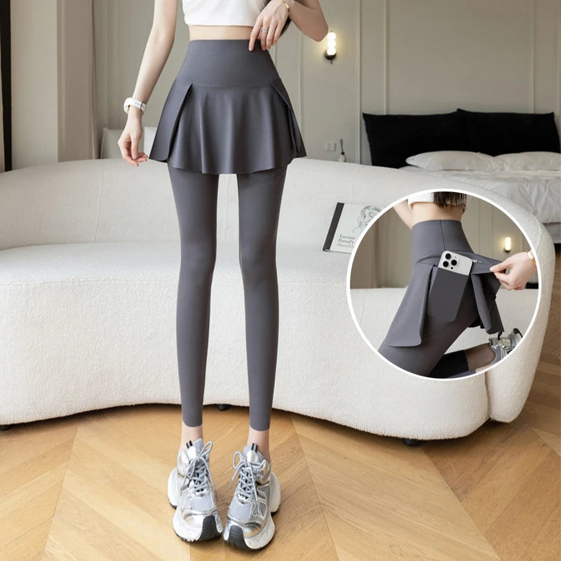 Women’s Seamless High Waist Yoga Leggings with Pockets – Two Piece Hip Lift Fitness Pants