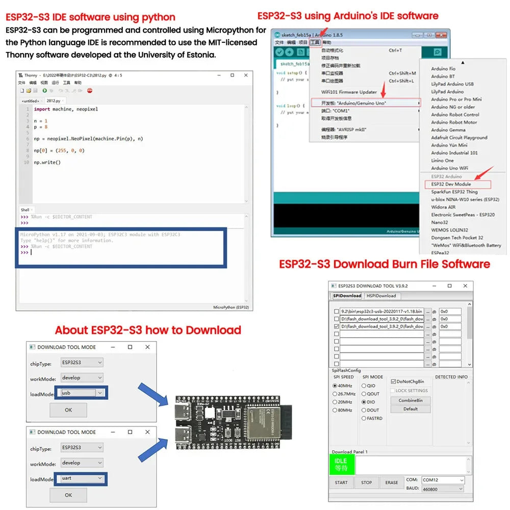 ESP32-S3 WROOM-1 Development Board - 44-Pin WiFi Bluetooth Module with 16MB Flash & 8MB PSRAM for Arduino IDE