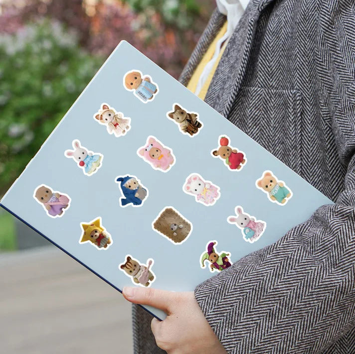 100/200pcs Calico Critters Stickers — Waterproof Cartoon Decals for Laptops, Scrapbooks, Skateboards & Kids’ Decor