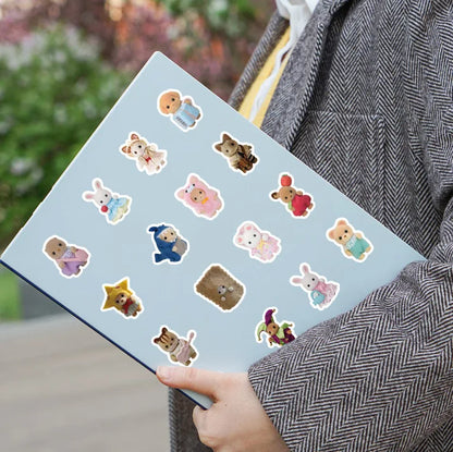 100/200pcs Calico Critters Stickers — Waterproof Cartoon Decals for Laptops, Scrapbooks, Skateboards & Kids’ Decor