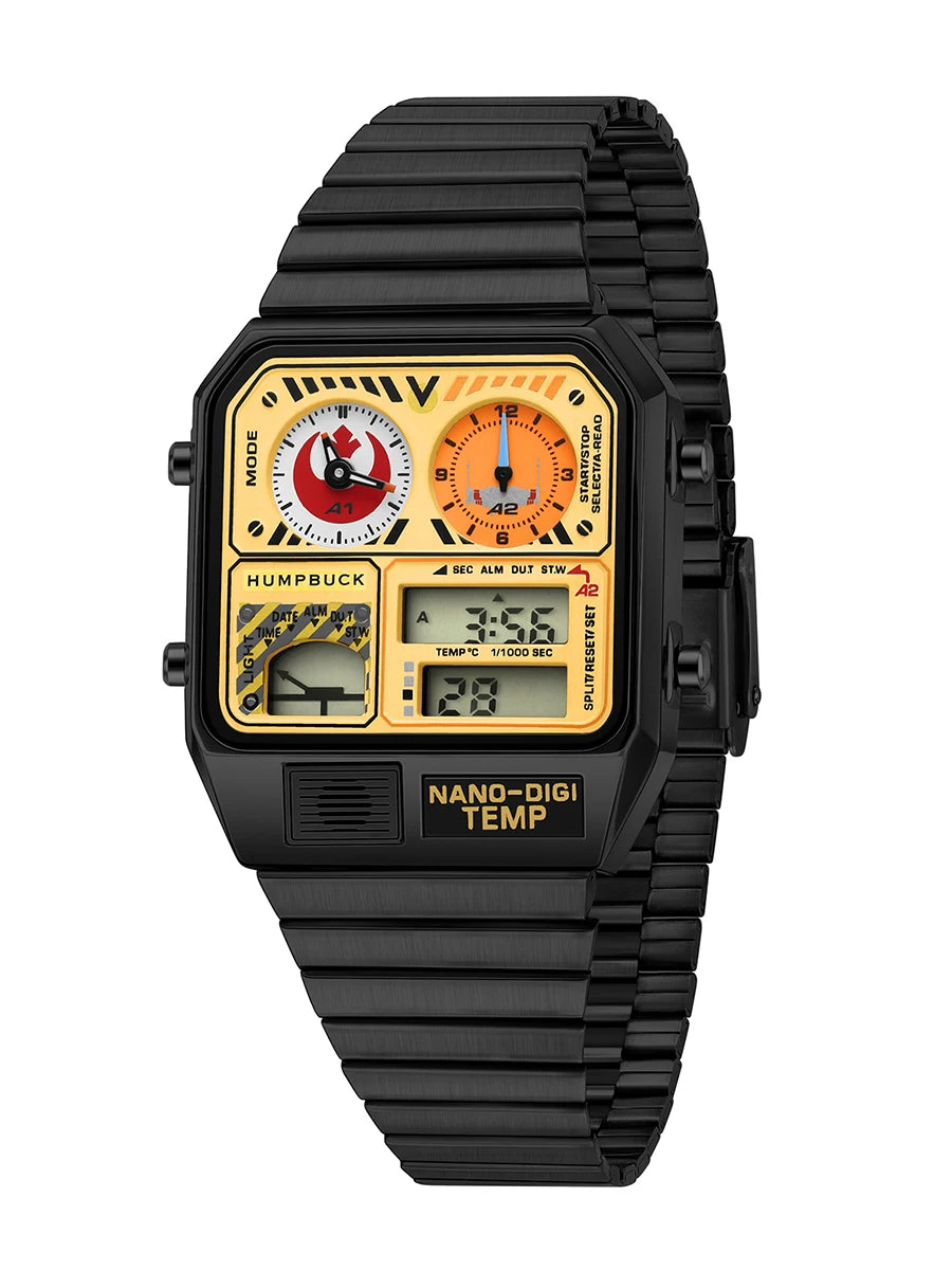 HUMPBUCK Men’s Digital Watch – Multifunctional Classic Wristwatch with Temperature, Stopwatch, Dual Time & Calendar