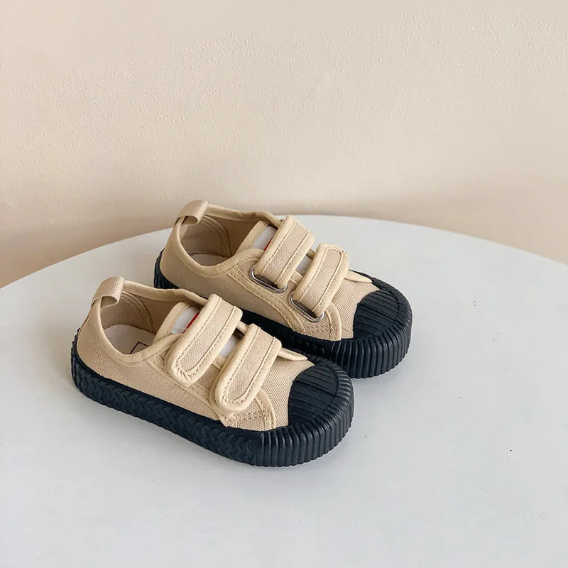 Children’s Canvas Shoes — Boys & Girls Spring/Autumn Breathable Toddler Shoes with Soft Sole & Hook-and-Loop Closure