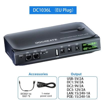 4×18650 DC UPS Backup Power Supply - 5V/9V/12V Router & Device Battery Backup