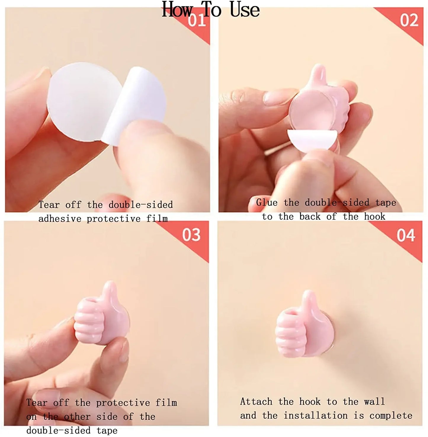 10-Pack Silicone Thumb Wall Hooks - Self-Adhesive, Creative Key Hangers and Cable Clips for Home Organization and Desk Storage