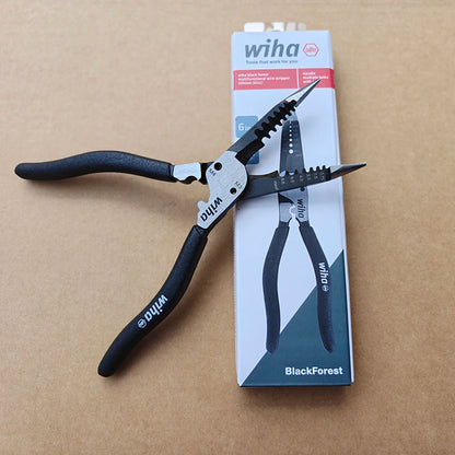 Wiha 46811 6-in-1 Needle Nose Wire Stripper Pliers - 200mm BlackForest Multi-Purpose Repair Tool