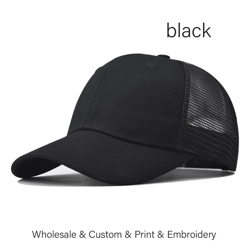 Custom Embroidered Baseball Cap - DIY Logo Mesh Hat for Men & Women, Adjustable Cotton Unisex Cap