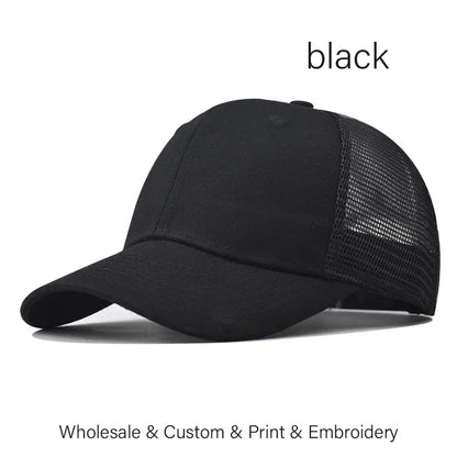 Custom Embroidered Baseball Cap - DIY Logo Mesh Hat for Men & Women, Adjustable Cotton Unisex Cap