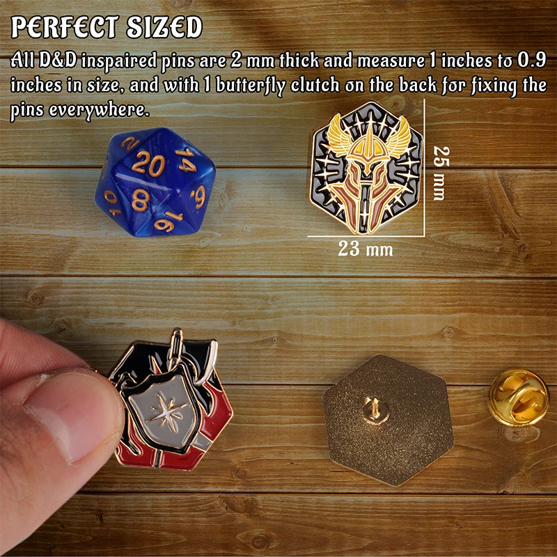 DND 5E Character Class Enamel Pin Set - 15 Piece Tabletop RPG Badges for Gamers & Collectors