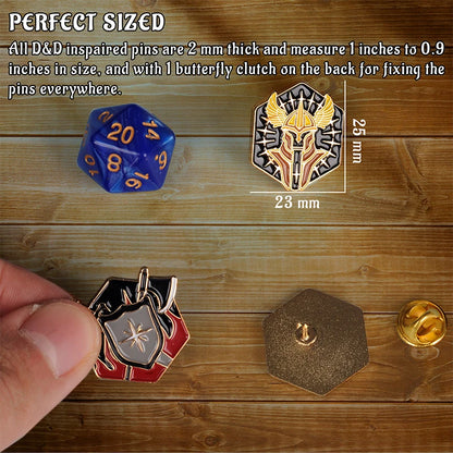 DND 5E Character Class Enamel Pin Set - 15 Piece Tabletop RPG Badges for Gamers & Collectors