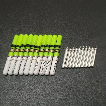 Green & Red LED Lightsticks 10pcs — Luminous Night Fishing Accessory with CR322 Battery