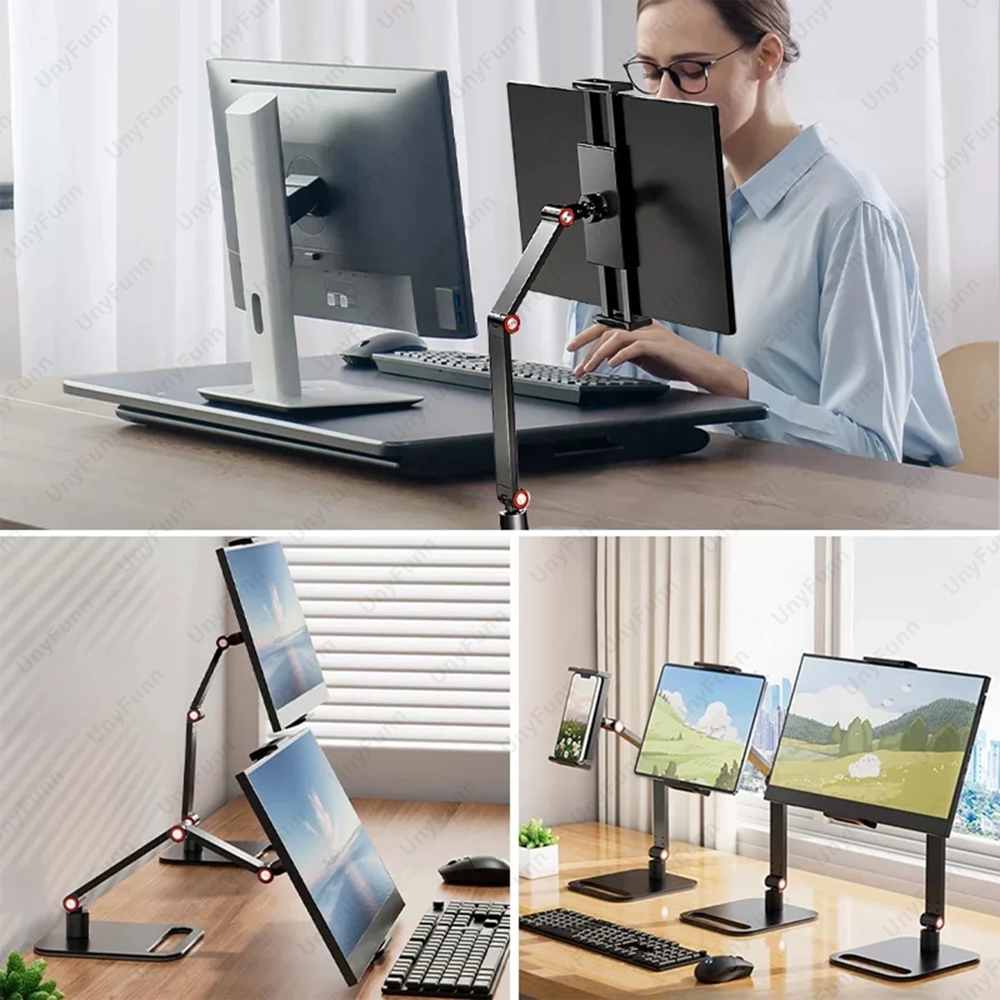 Portable Adjustable Monitor Clamp Stand – Expandable Laptop & Gaming Screen Mount for Vertical Display & Phone Support