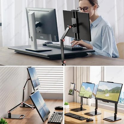 Portable Adjustable Monitor Clamp Stand – Expandable Laptop & Gaming Screen Mount for Vertical Display & Phone Support