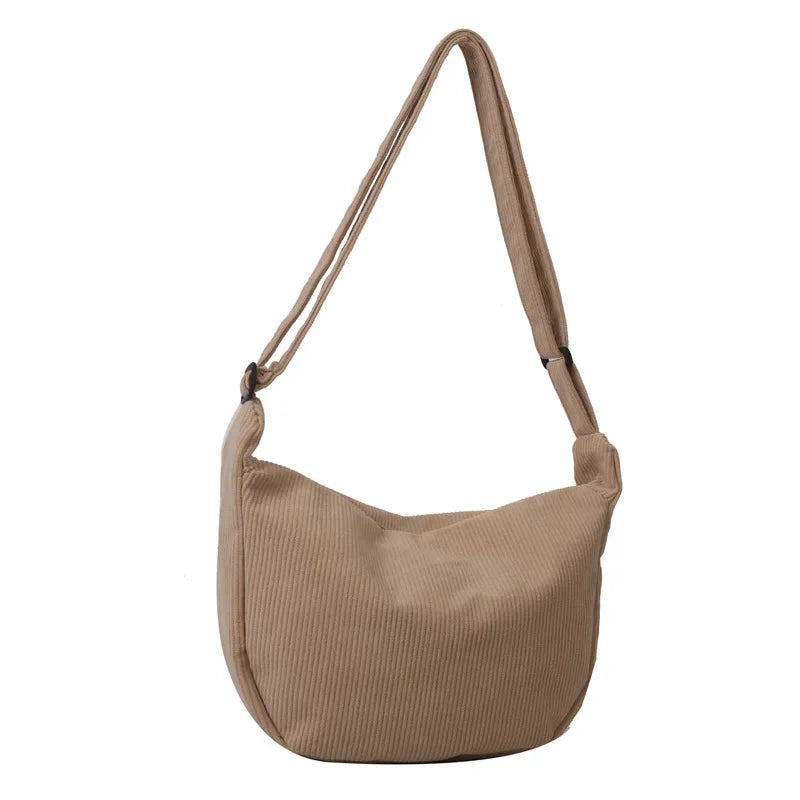 Corduroy Lazy Wind Dumpling Bag | Japanese Literary Single Shoulder Crossbody for Students | Casual Korean Style for Women