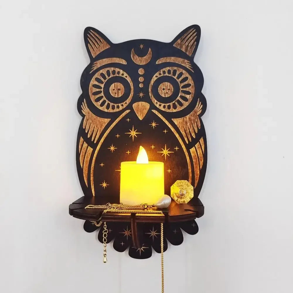 Wooden Wall Shelf Display Stand - Hanging Candle Holder & Decorative Home Storage Shelf