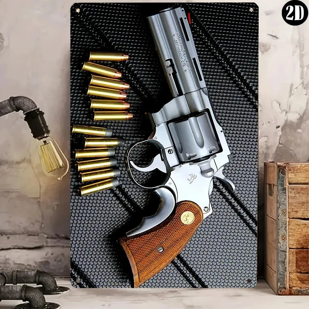 2D Bullet Design Metal Wall Decor - Flat Vintage Outdoor Home Art