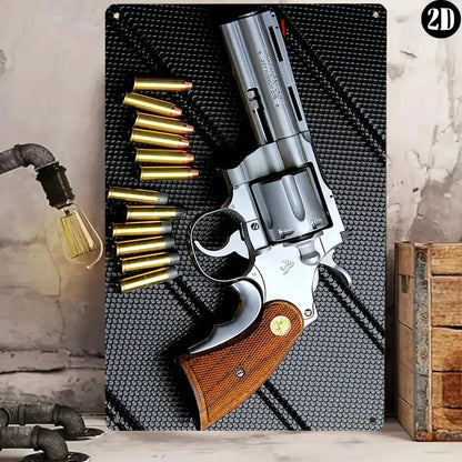 2D Bullet Design Metal Wall Decor - Flat Vintage Outdoor Home Art