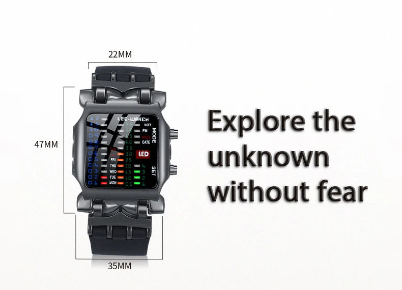 Men’s LED Crab-Style Watch — Creative Luminous Binary Electronic Waterproof Multi-Function Wristwatch