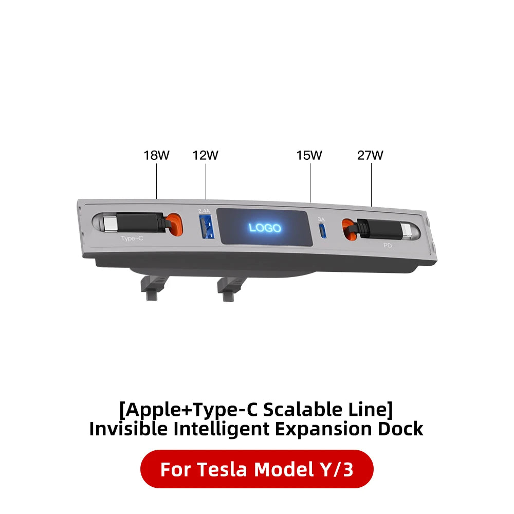 27W Quick Charger USB Hub – Intelligent Docking Station & Splitter for Tesla Model 3 & Model Y