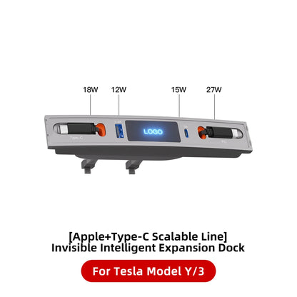27W Quick Charger USB Hub – Intelligent Docking Station & Splitter for Tesla Model 3 & Model Y