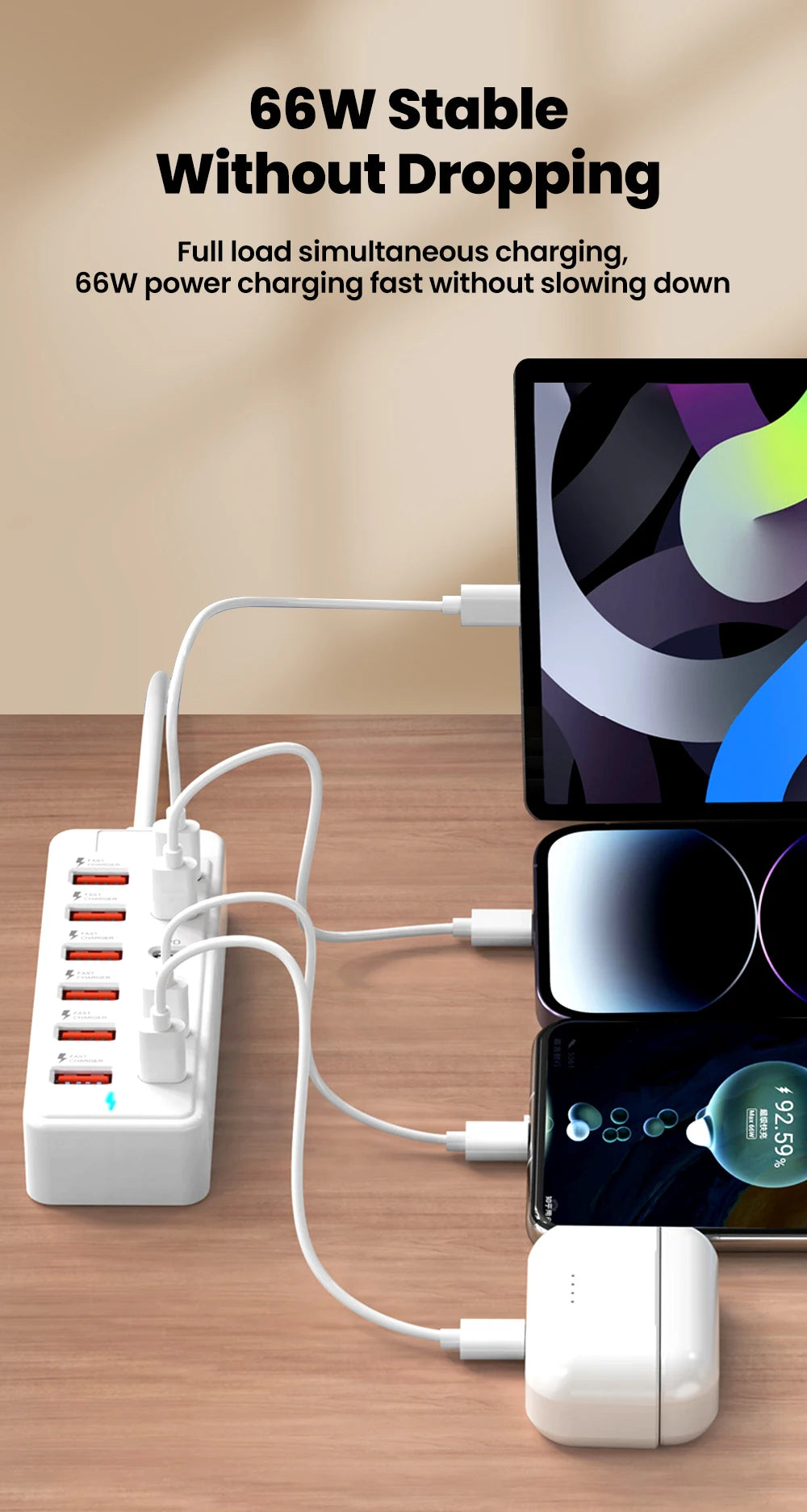 12-in-1 Power Strip & USB Charger Station — Multi-Port Wall/Desktop Adapter with USB-C Fast Charging for iPhone & Samsung
