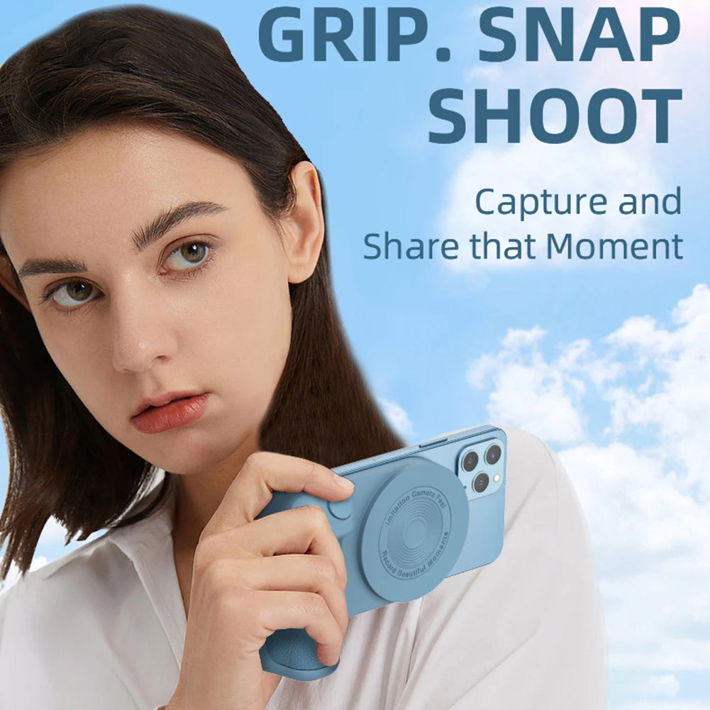 3-in-1 Camera Holder Grip: Multifunctional Magnetic Selfie Photo Bracket with Charging & Bluetooth Compatibility - Anti-shake for Android/iOS