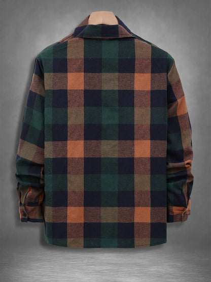 Vintage Plaid Flannel Shirt - Men’s Long Sleeve Casual Loose Top for Spring & Fall Wear