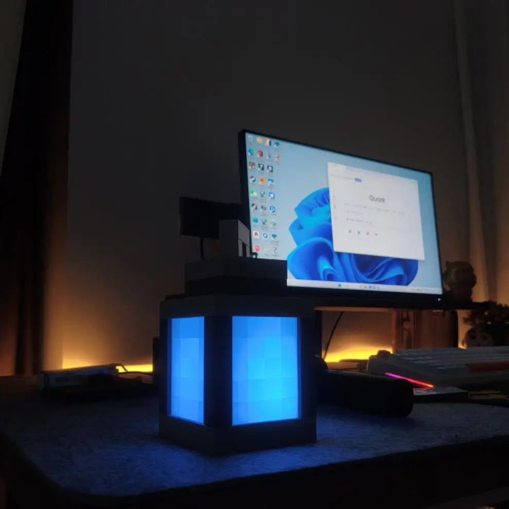 Luminous Pixel Lantern Nightlight – Rechargeable Bedroom Game Light for Kids, Home Decor Atmosphere Ornament
