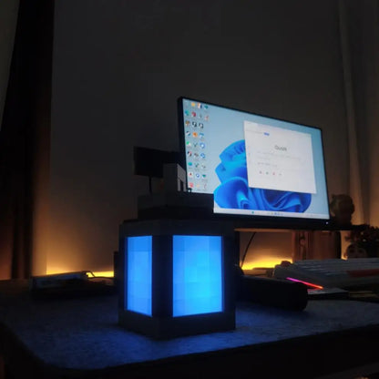 Luminous Pixel Lantern Nightlight – Rechargeable Bedroom Game Light for Kids, Home Decor Atmosphere Ornament