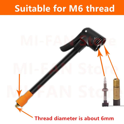 M6 Thread-Locking Air Chuck - Fine-Thread Tire Valve Connector with Air Tube for Integrated Air Pumps