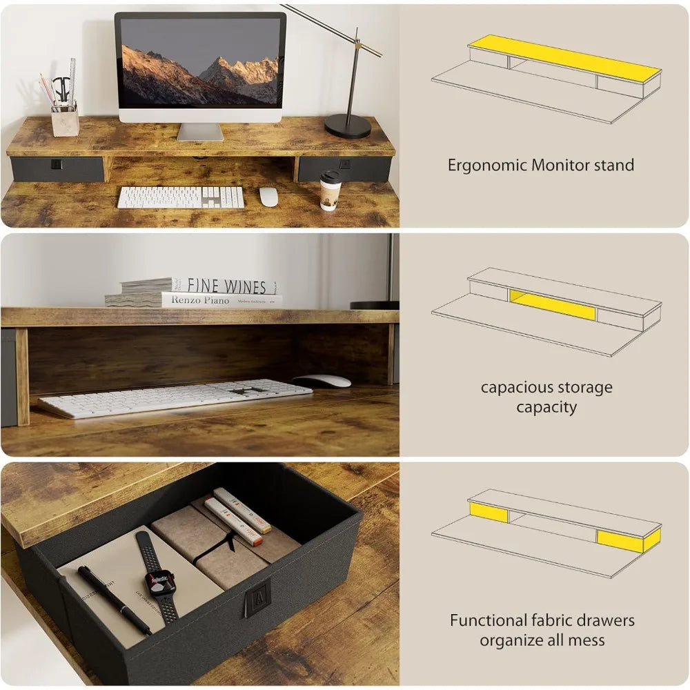 55×24 Inch Height Adjustable Electric Standing Desk – Sit-Stand Desk with 2 Drawers, Ergonomic Adjustable Workstation