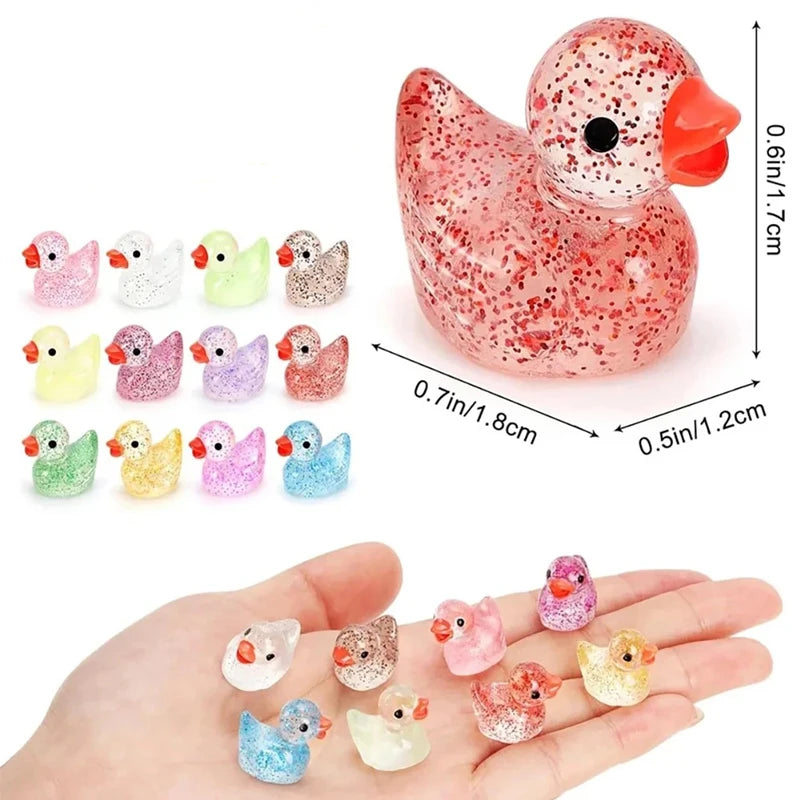Glitter Mini Resin Ducks - Tiny DIY Garden, Aquarium & Dollhouse Decorations