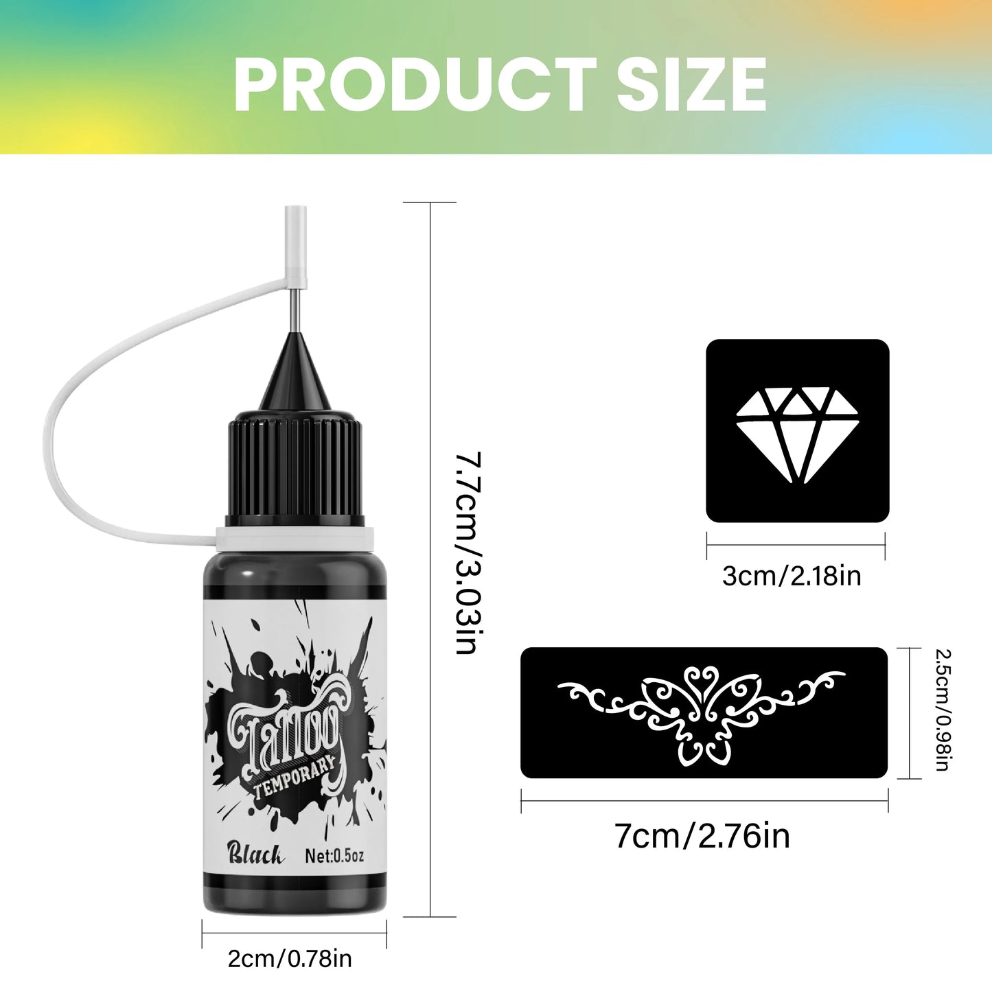 Temporary Tattoo Kit — 7 Mixed Color Pastes with 6 Stencil Designs, Easy-to-Use Henna Semi-Permanent Tattoo Set