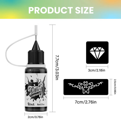 Temporary Tattoo Kit — 7 Mixed Color Pastes with 6 Stencil Designs, Easy-to-Use Henna Semi-Permanent Tattoo Set