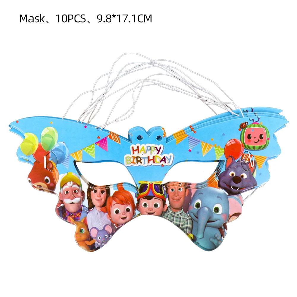 Cartoon JJ Melon Birthday Party Decorations Set – Disposable Tableware, Cups, Plates, Tablecloth, Balloons & Cake Topper for Kids & Baby Shower