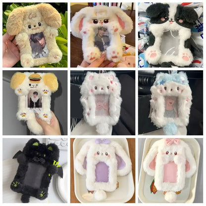 Multifunctional Rabbit & Dog Photocard Case - Cute Photo Card Holder for Idol Photos, Collectibles & Protective Storage