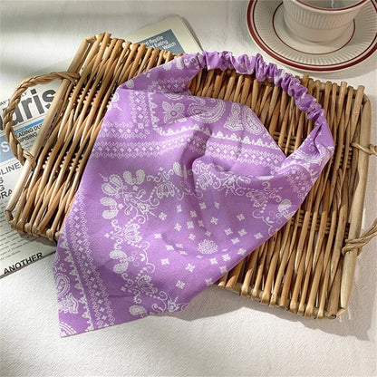 Retro Triangle Scarf Headband for Women - Breathable Elastic Fabric Hair Band
