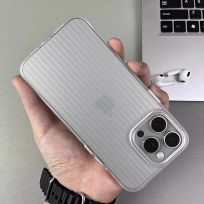 Titanium Stripe iPhone Case - Shockproof Hard Armor Cover with Metal Buttons for iPhone 13–16 Pro Max