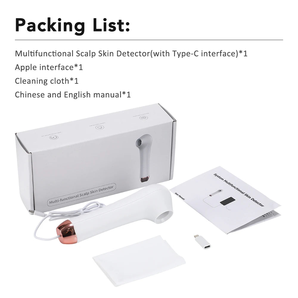 Wireless Dermatoscope Skin Analyzer — 1000X WiFi Magnifier for Scalp & Facial Skin Diagnostics